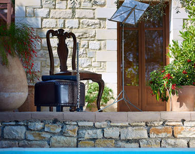 Vederi Estate Villa Kalypso an orchestra setup at poolside